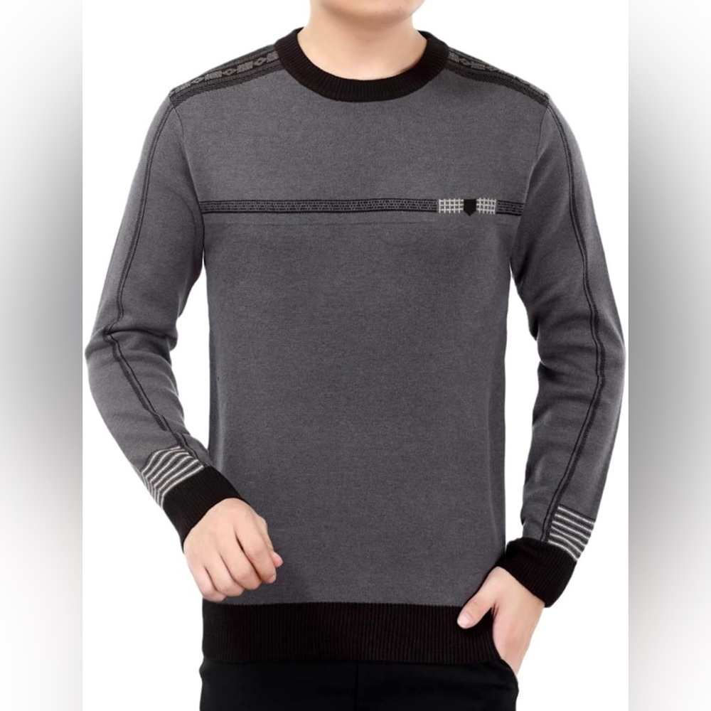 NEW Men's Pullover Sweater Thickened Slim Fit Pullover Wool Korean Style